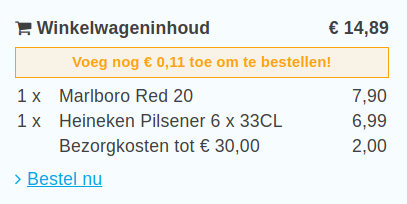 Inhoud van je online bestelling op Avondzaak.nl